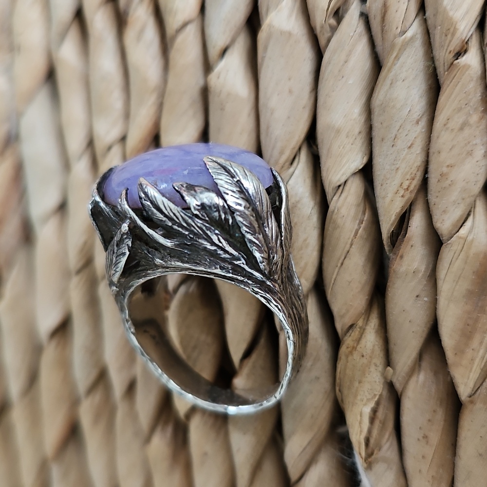 💟HP💟Lavender Jadeite Jade Silver Ring - Picture 6 of 8